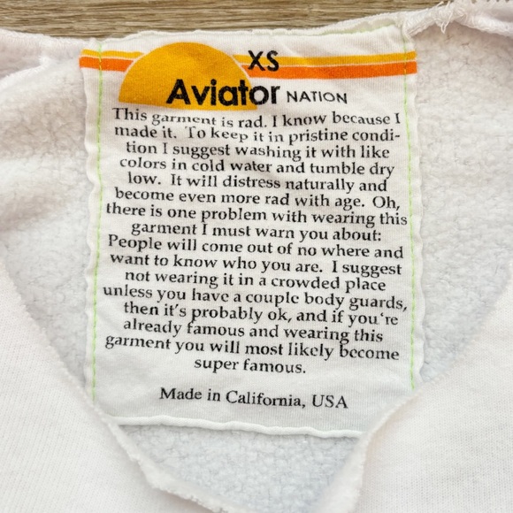 Aviator Nation Bolt 2 Cropped Sweatshirt White Women’s XSmall - Picture 8 of 10